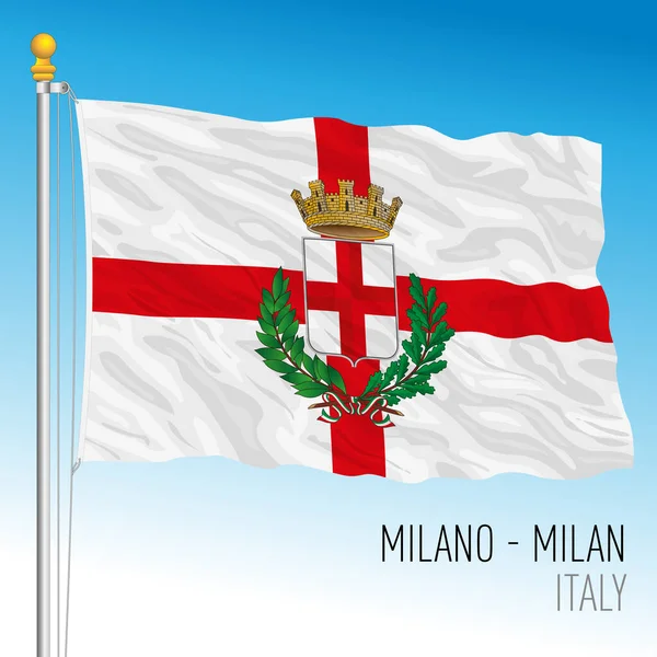 City Milan Official Flag Lombardy Italy Vector Illustration — Stock Vector