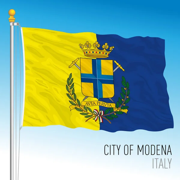 Bandeira Oficial Cidade Modena Com Brasão Armas Emília Romanha Itália — Vetor de Stock