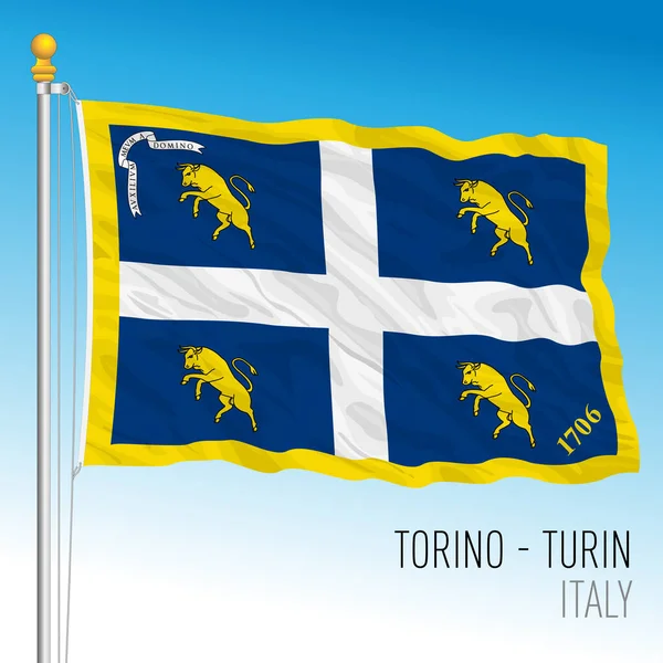 City Turin Hivatalos Zászló Piedmont Olaszország Vektor Illusztráció — Stock Vector