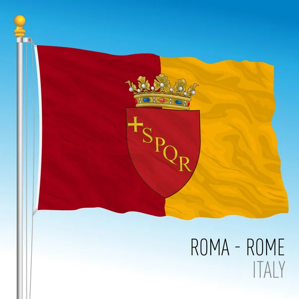 Stad Rome Officiële Vlag Lazio Italië Vector Illustratie — Stockvector