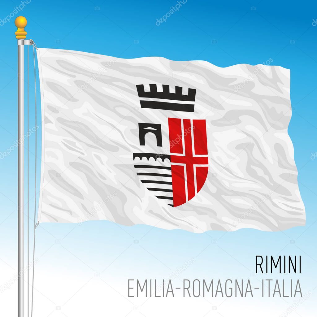 Rimini official flag of the city, Emilia-Romagna, Italy, vector illustration