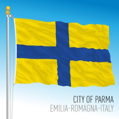 Parma, şehrin ve belediyenin bayrağı, Emilia Romagna, İtalya, vektör illüstrasyon