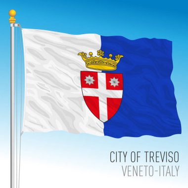 Treviso, şehrin ve belediyenin resmi bayrağı, Veneto, İtalya, vektör illüstrasyonu