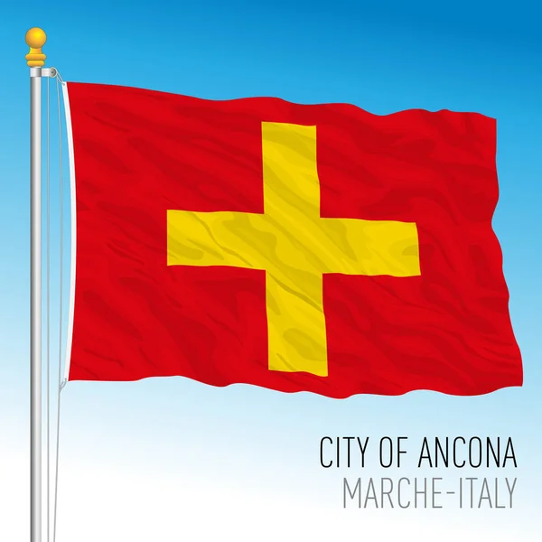 意大利马切地区市Ancona旗 矢量图解 — 图库矢量图片