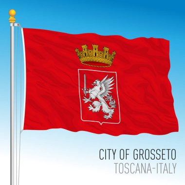 Grosseto resmi şehir ve belediye bayrağı, Toskana, İtalya, vektör illüstrasyonu