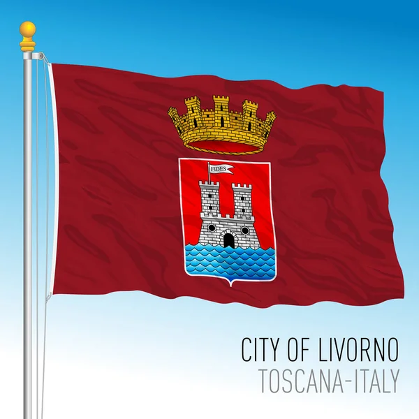 Livorno Oficjalna Bandera Miasta Gminy Toskania Włochy Ilustracja Wektora — Wektor stockowy