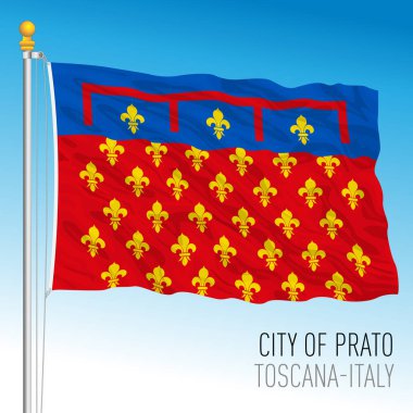 Şehrin Prato bayrağı, Toskana, vektör illüstrasyonu