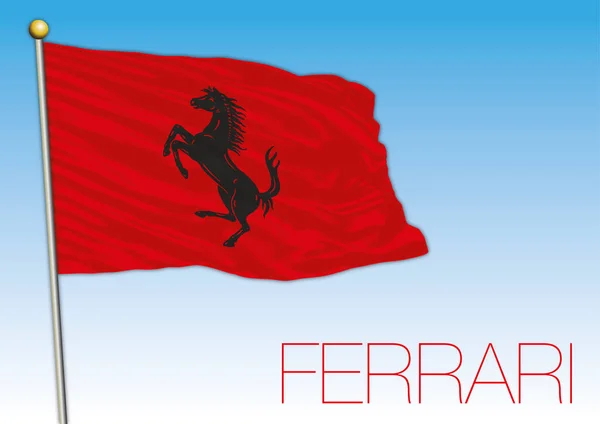 イタリアのマラネッロ 2020年 馬のシンボルでレースフェラーリ車の赤い旗 ベクトルイラスト — ストックベクタ