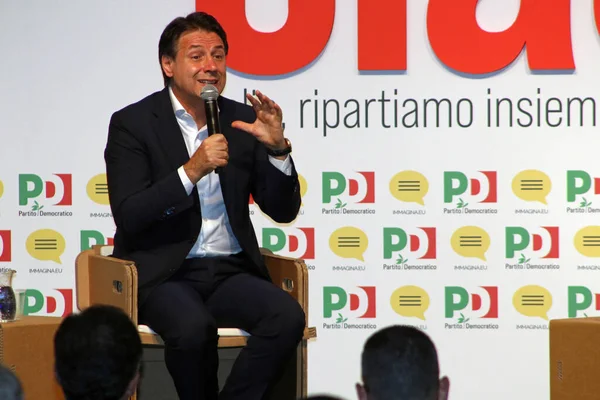 Modena Olaszország 2020 Szeptember Giuseppe Conte Olasz Köztársaság Miniszterelnöke Nyilvános — Stock Fotó