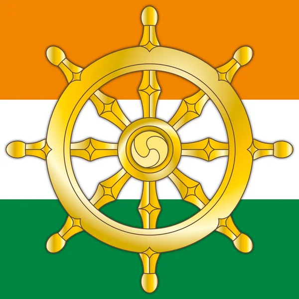 Dharma Hjul Symbol För Indien Och Religioner Hinduism Jainism Och — Stock vektor