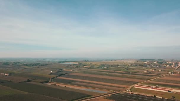 Paisaje Aéreo Rural Con Campos Agrícolas Multicolores Lleida Cataluña España — Vídeo de stock