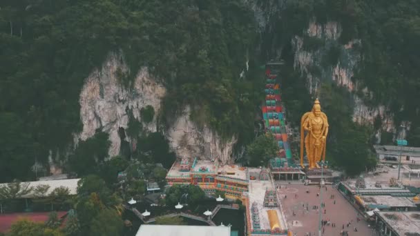 Αεροφωτογραφία Του Batu Caves Στην Κουάλα Λουμπούρ Μαλαισία — Αρχείο Βίντεο