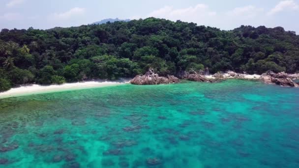 Playa Ensueño Desde Vista Aérea Imágenes Aéreas Playa Tropical Pulau — Vídeo de stock