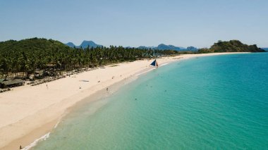 Nacpan Beach, El Nido, Palawan, Filipinler Drone görünümü