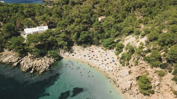 Playa Española Abarrotada Ibiza Islas Baleares España — Foto de Stock
