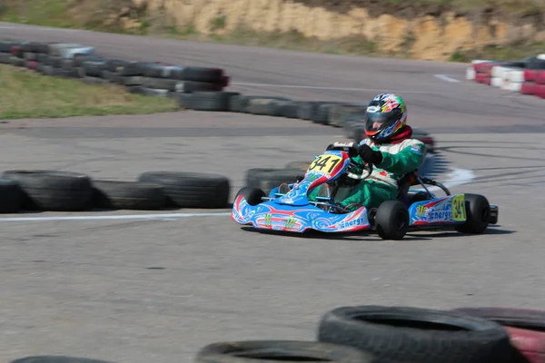 Odessa Ukraine Abril 2017 Campeonato Karting Crianças Adolescentes Adultos Kart — Fotografia de Stock