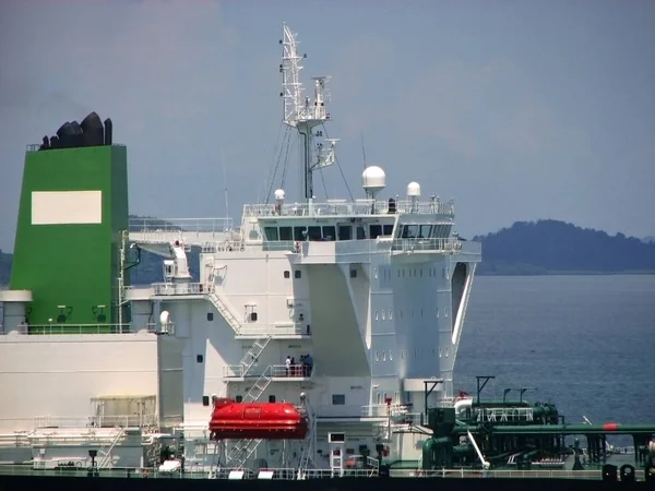 Kontrollturm Des Handelsschiffes Teil Eines Containerschiffs Aus Nächster Nähe Rohr — Stockfoto