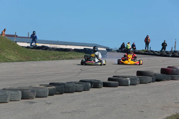 Odessa Ukraine Abril 2017 Campeonato Karting Crianças Adolescentes Adultos Kart — Fotografia de Stock