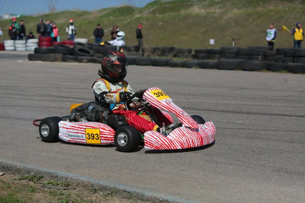 Odessa Ukraine Abril 2017 Campeonato Karting Crianças Adolescentes Adultos Kart — Fotografia de Stock