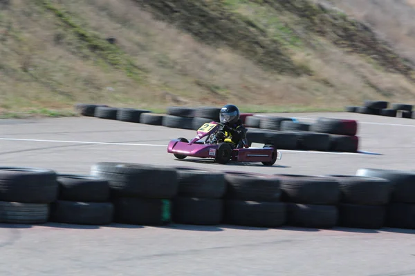 Odessa Ukraine Abril 2017 Campeonato Karting Crianças Adolescentes Adultos Kart — Fotografia de Stock