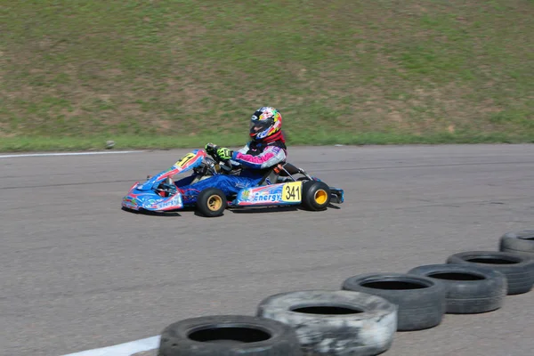 Odessa Ukraine Abril 2017 Campeonato Karting Crianças Adolescentes Adultos Kart — Fotografia de Stock