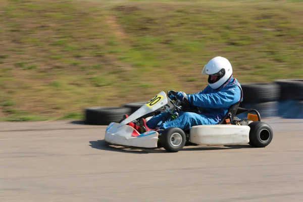 Odessa Ucrania Abril 2017 Campeonato Karting Pilotos Karts Casco Traje —  Fotos de Stock