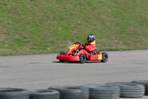 Odessa Ukraine Abril 2017 Campeonato Karting Crianças Adolescentes Adultos Kart — Fotografia de Stock