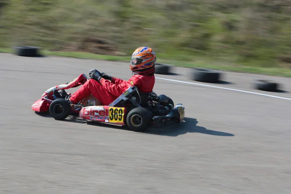 Odessa Ucrania Abril 2017 Campeonato Karting Niños Adolescentes Conductores Karts — Foto de Stock