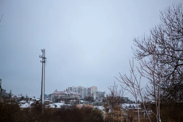 Paisagem Urbana Inverno Tempo Nevado — Fotografia de Stock