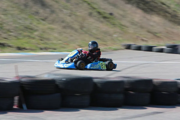 Odessa Ucrania Abril 2017 Campeonato Karting Niños Adolescentes Conductores Karts — Foto de Stock