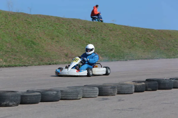 Odessa Ukraine April 2017 Karting Championship Children Teenagers Adult Kart — Stock Photo, Image