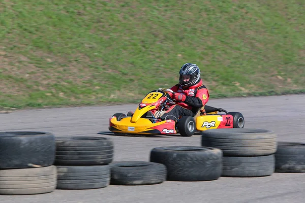 Odessa Ucrania Abril 2017 Campeonato Karting Niños Adolescentes Conductores Karts — Foto de Stock