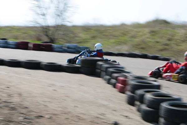 Odessa Ukraine Abril 2017 Campeonato Karting Crianças Adolescentes Adultos Kart — Fotografia de Stock