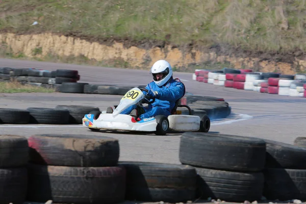 Odessa Ucrania Abril 2017 Campeonato Karting Niños Adolescentes Conductores Karts —  Fotos de Stock