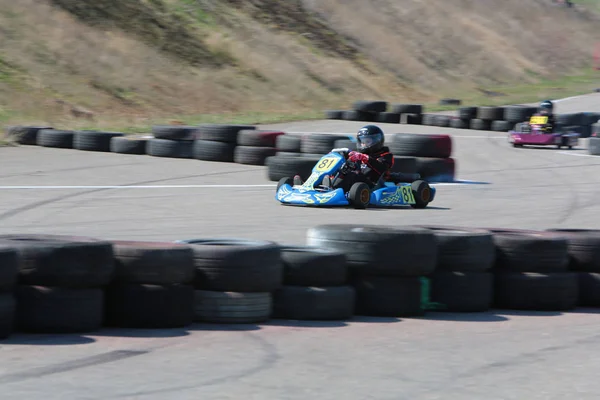 Odessa Ukraine Abril 2017 Campeonato Karting Crianças Adolescentes Adultos Kart — Fotografia de Stock