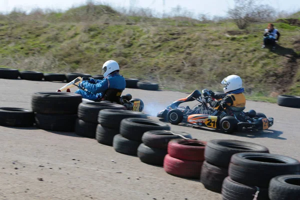 Odessa Ukrayna Nisan 2017 Karting Şampiyonası Çocuklar Gençler Yetişkin Kart — Stok fotoğraf