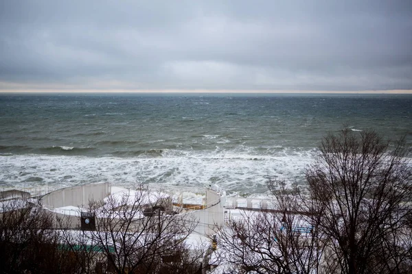 Malerischer Blick Auf Sturm Der Küste Winter — Stockfoto