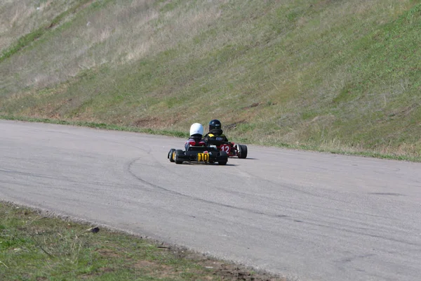 Odessa Ucrania Abril 2017 Campeonato Karting Niños Adolescentes Conductores Karts —  Fotos de Stock