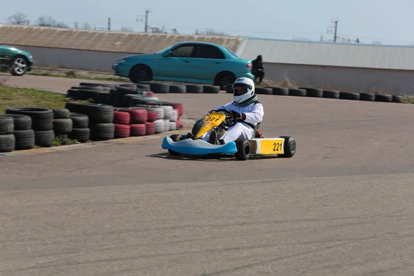 Odessa Ucrania Abril 2017 Campeonato Karting Niños Adolescentes Conductores Karts — Foto de Stock