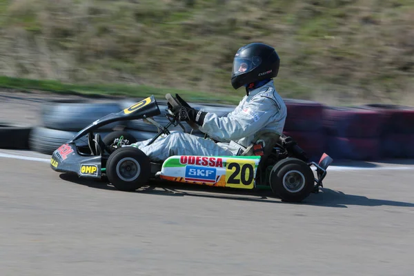 Odessa Ukraina April 2017 Karting Championship Kart Förare Hjälm Racing — Stockfoto