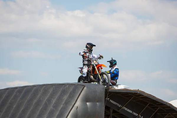 Odessa Ukraine August 2017 Professional Riders Fmx Freestyle Motocross Making — Stock Photo, Image