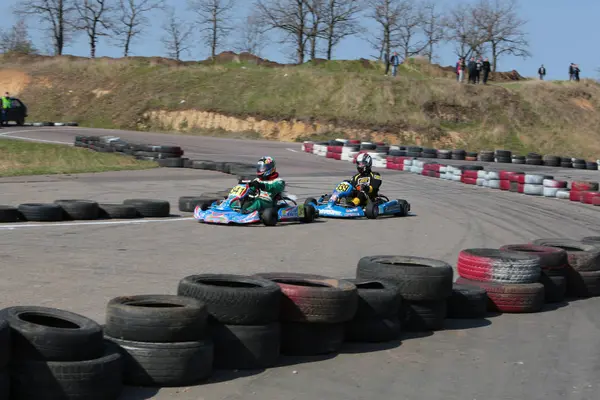 Odessa Ukraine Abril 2017 Campeonato Karting Crianças Adolescentes Adultos Kart — Fotografia de Stock