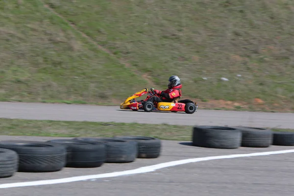 Odessa Ucrania Abril 2017 Campeonato Karting Niños Adolescentes Conductores Karts —  Fotos de Stock