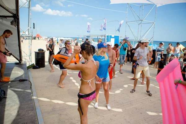 Odessa Ukraine August 2017 Summer Beach Party People Dancing Music — Stock Photo, Image