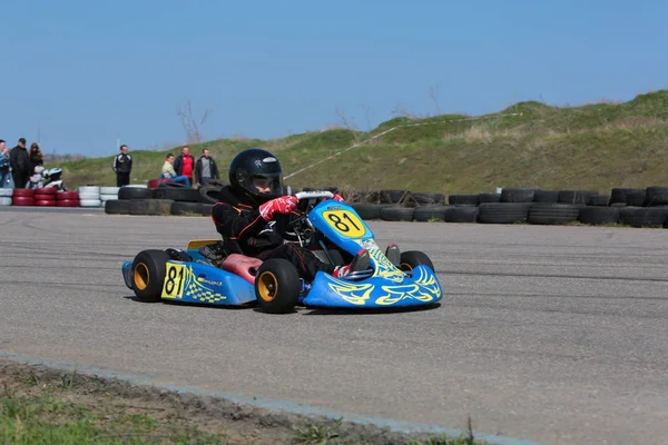 Odessa Ukraine Abril 2017 Campeonato Karting Crianças Adolescentes Adultos Kart — Fotografia de Stock