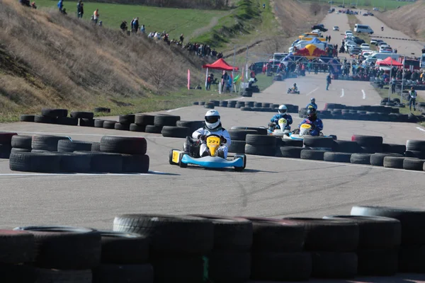 Odessa Ukraine Abril 2017 Campeonato Karting Crianças Adolescentes Adultos Kart — Fotografia de Stock