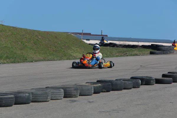 Odessa Ucrania Abril 2017 Campeonato Karting Niños Adolescentes Conductores Karts — Foto de Stock