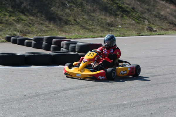 Odessa Ukraine Abril 2017 Campeonato Karting Crianças Adolescentes Adultos Kart — Fotografia de Stock