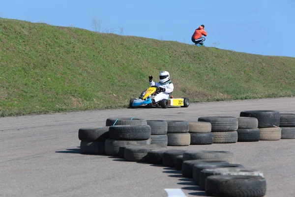 Odessa Ukraine April 2017 Karting Championship Children Teenagers Adult Kart — Stock Photo, Image