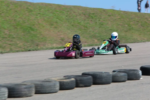 Odessa Ukraine Abril 2017 Campeonato Karting Crianças Adolescentes Adultos Kart — Fotografia de Stock